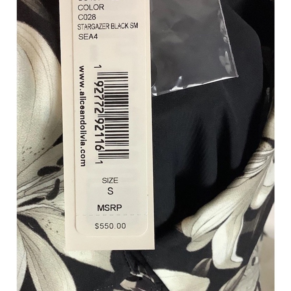 NWT Alice + Olivia Sz S Edyth Stargazer Floral Print Maxi Dress Black Viscose - Picture 9 of 10
